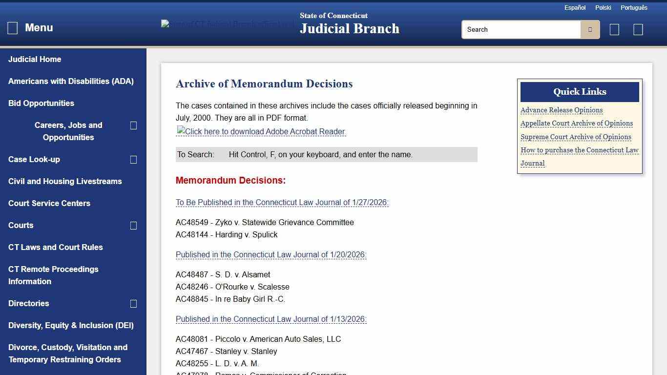 Archive of Memorandum Decisions - CT Judicial Branch